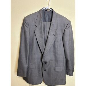 Sansabelt Gray Plaid Set Tailored in USA Imported Fabric Two Button Blazer‎ 42R